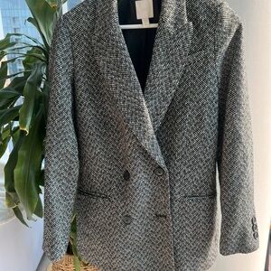 H&M Black and White Herringbone Blazer